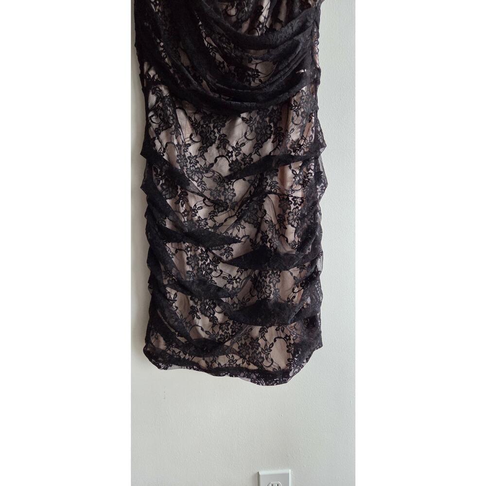 Sleeveless Bodycon Mini Lace Floral Lightweight Black Sexy Romantic Dress 1O - Picture 3 of 11